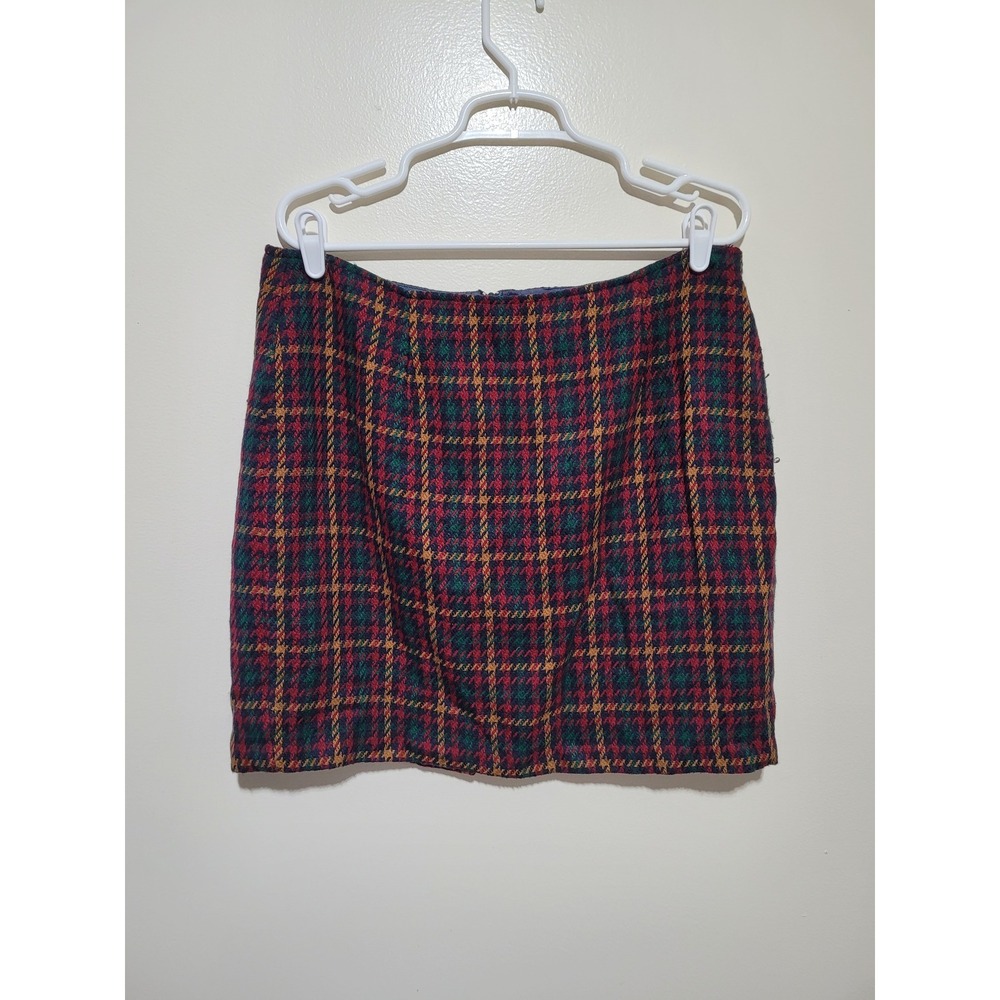 T.R. Bentley Plaid‎ Mini Skirt Womens 10 Red Green Tartan Lined